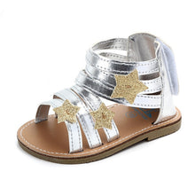 Load image into Gallery viewer, Gold Sliver Star Summer Baby Sandals